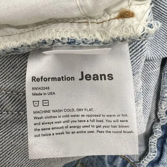 Reformation Liza High Rise Straight Cropped Jeans Montego Distressed Size 28 - Picture 10 of 10